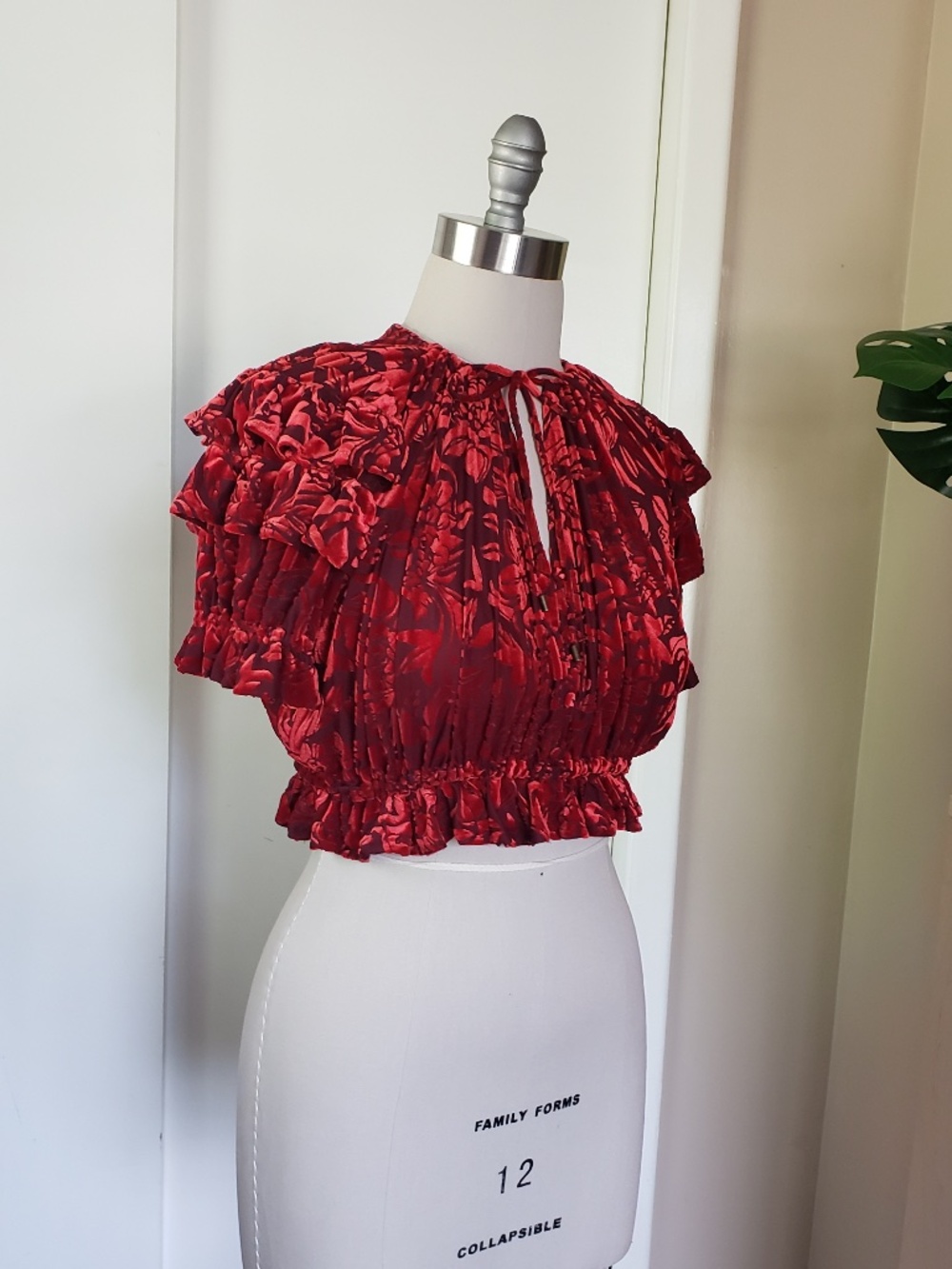 Free People Velvet Boho Crop Top Size Small!